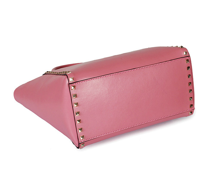 2014 Valentino Garavani Rockstud Double Handle Bag VG2501 pink - Click Image to Close